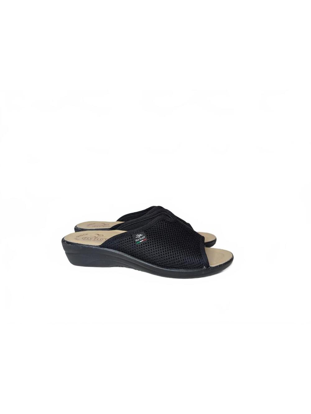 Fly Flot Anatomic Black Mesh Slide Sandals Made in Italy Size 6.5